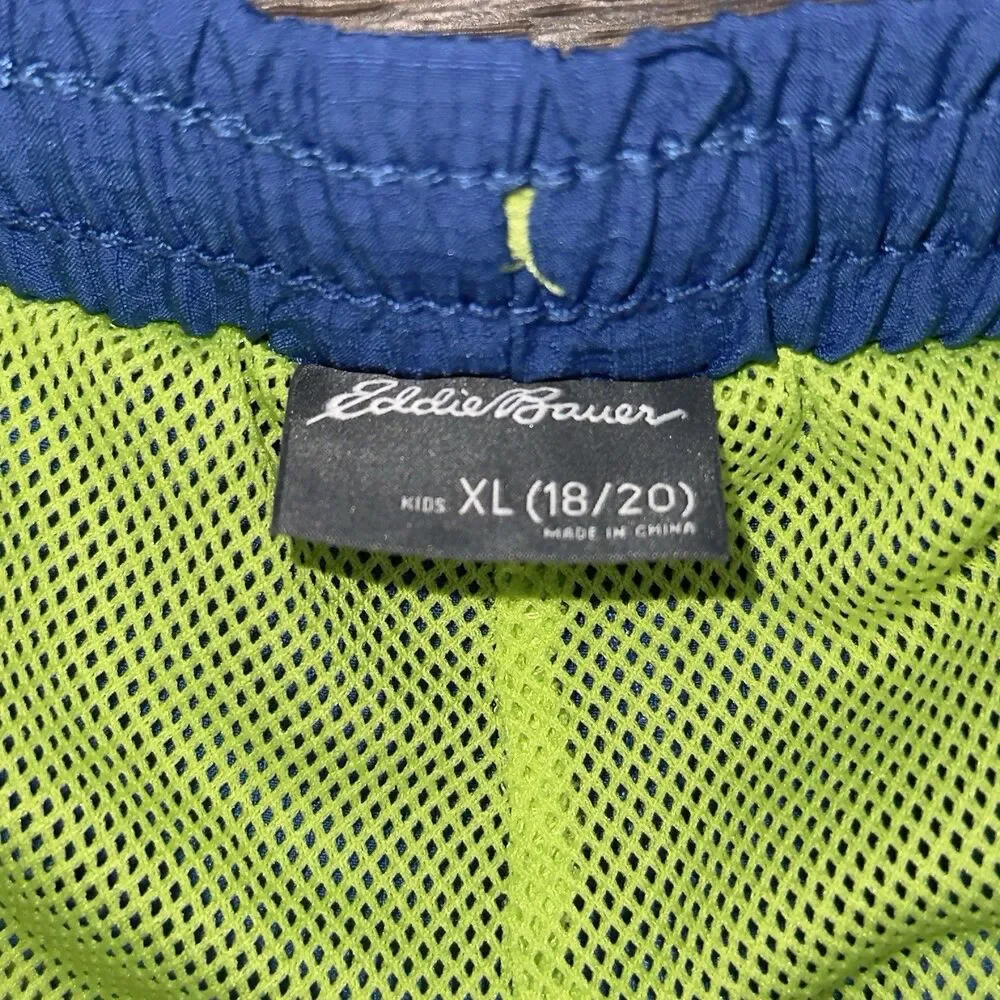 Eddie Bauer Swim Trunks Shorts Boys Kids Size XL 18/20 Blue Pockets Drawstring
